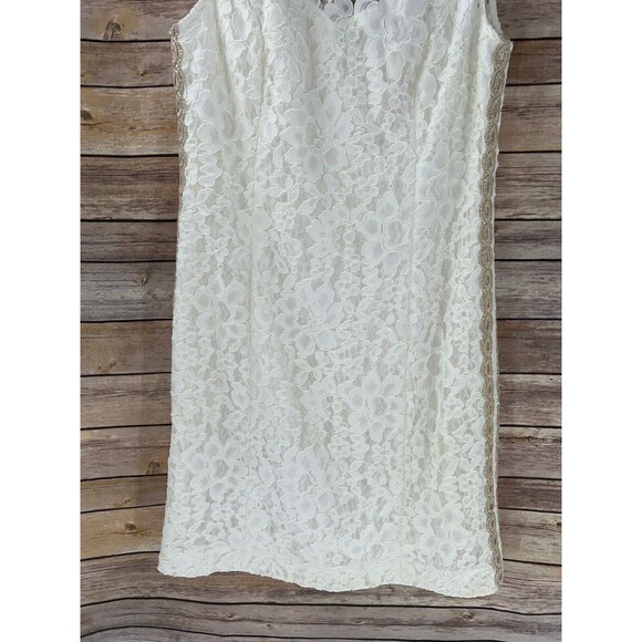 Women's Lilly Pulitzer Mila Lace Gold Cord Shift Dress Size 8 - Picture 3 of 7